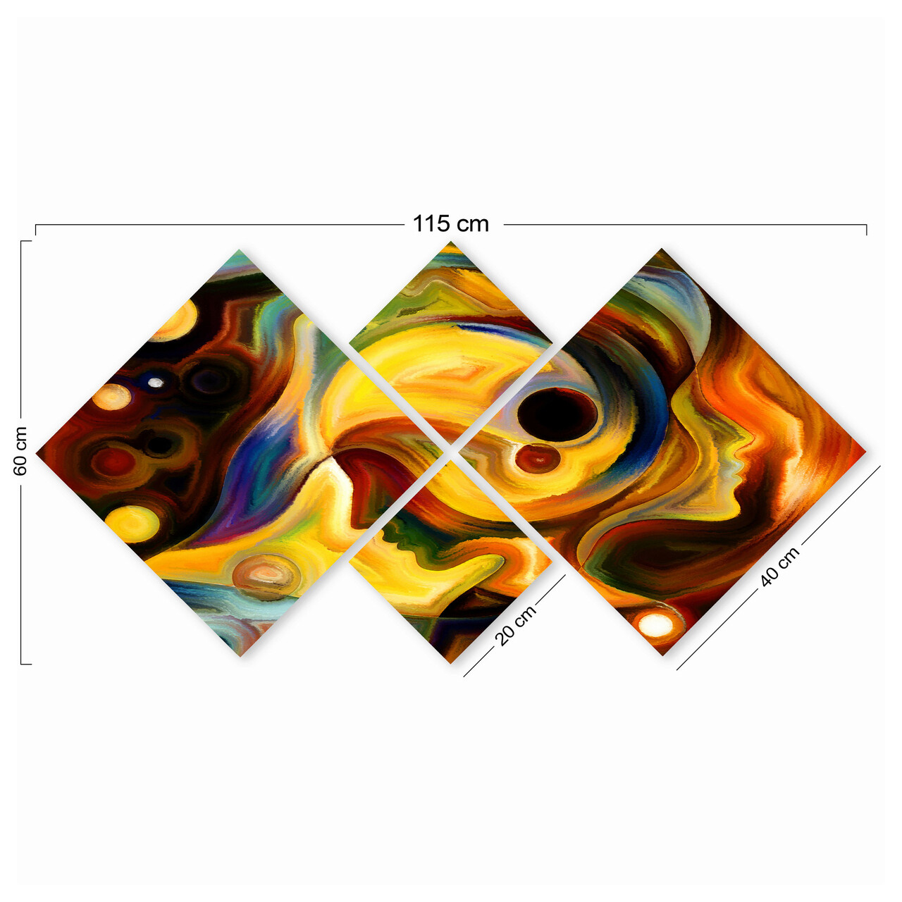 Set 4 tablouri decorative, 4MDF225930637, MDF, Imprimat UV, Multicolor