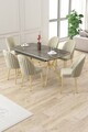 Set masa extensibila si scaune (7 piese), Hanah Home, Sim, Antracit / Auriu / Crem