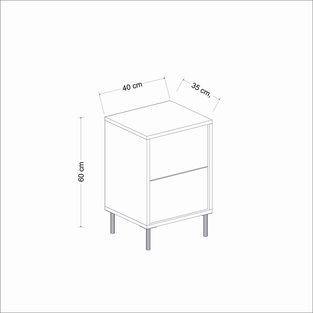 Noptiera, Inarch, Imaj, 40x60x35 cm, PAL, Alb/Auriu