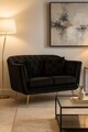 Canapea 2 locuri cu perne decorative Budapest, Mauro Ferretti, 130x83x91 cm, fier/poliester, negru