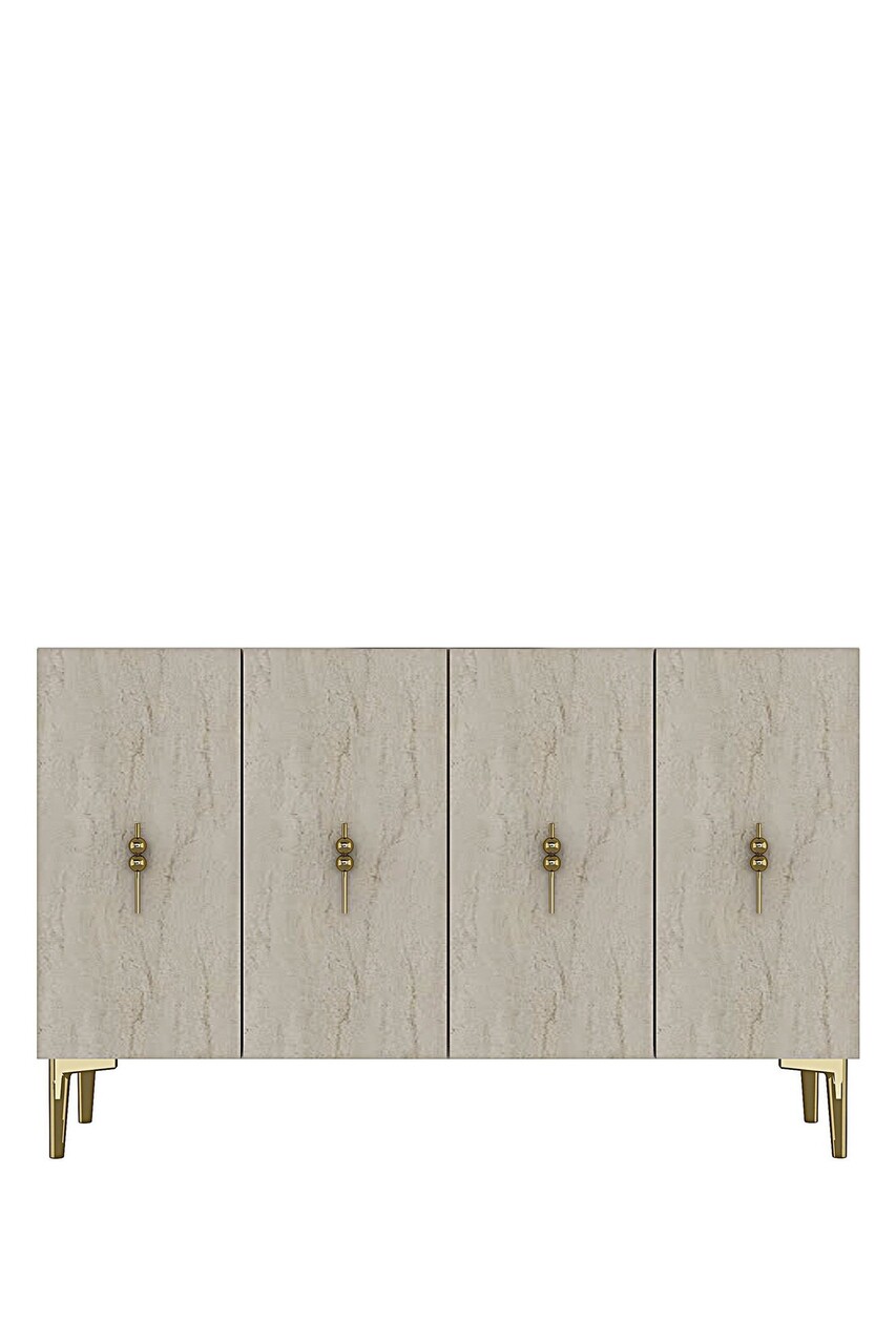 Consola, Hanah Home, Salkım 120, 120x79x32 cm, White / Travertine / Gold - view 5