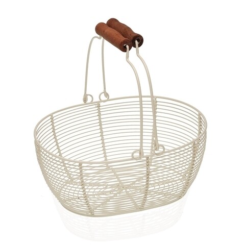 Cos pentru fructe Versa, 23.5 x 18 x 9.5 cm, otel/lemn