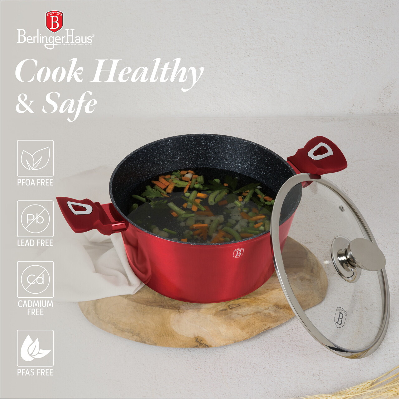 Set pentru gatit Berlinger Haus, Burgundy, 3 piese, aluminiu forjat, rosu - imagine 7