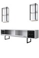 Comoda TV, Bexley, Black Line, 180x30x48 cm, PAL, Alb/Negru