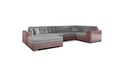 Coltar extensibil stanga 5 locuri ELTAP, Damario, 338x189x78 cm, lemn/poliester, gri/roz