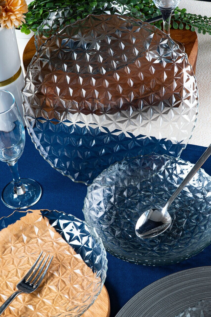 Set platouri servire desert, Hermia, 858CMR1903, Sticla, Farfurie de servire: 25 cm (1 bucată), Transparent — imaginea 8
