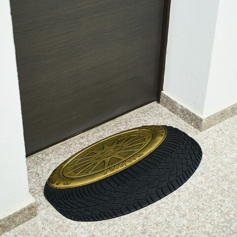 Covoras de intrare wheel, heinner, 40x60 cm, cauciuc, auriu