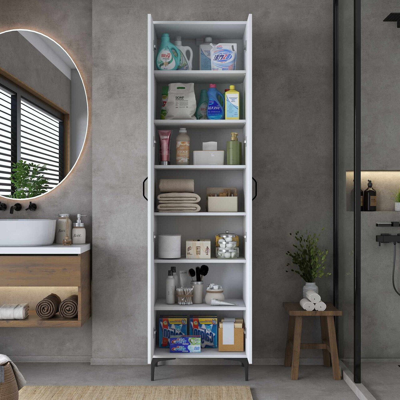 Dulap multifunctional, Hanah Home, JE257, 60x218.6x45 cm, Alb — imaginea 3