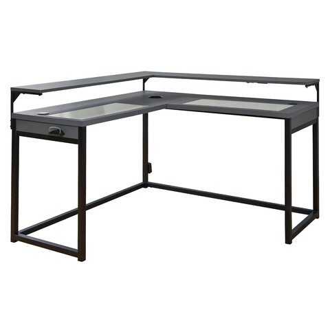 Birou cu retur, Lynne, L.138 l.138 H.91, metal/pal/pvc, gri