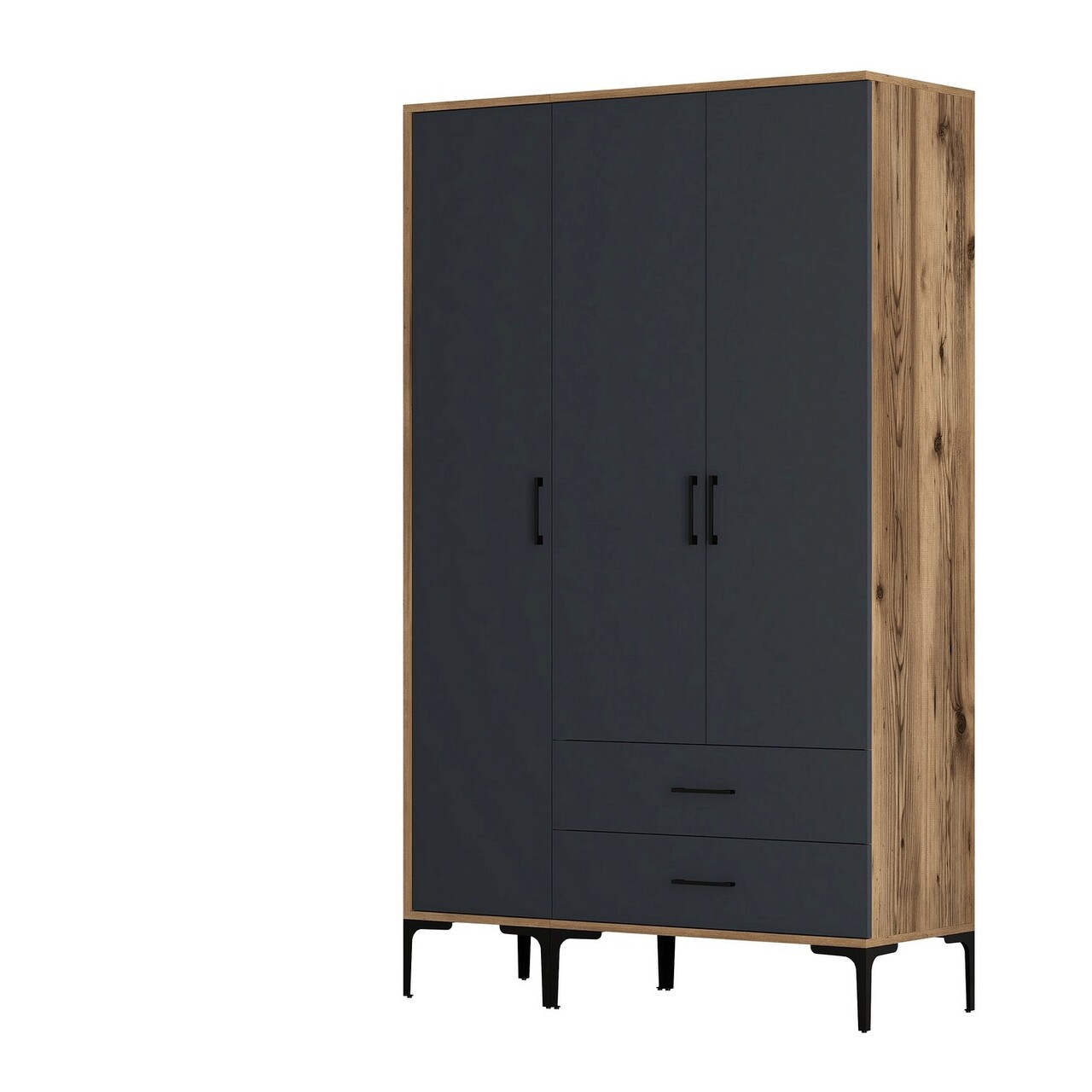 Dulap pentru haine, Hommy Craft, Kumsal ST, 120x47.5x201.4 cm, PAL, Nuc / Antracit