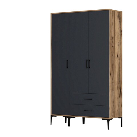 Dulap pentru haine, Hommy Craft, Kumsal ST, 120x47.5x201.4 cm, PAL, Nuc / Antracit