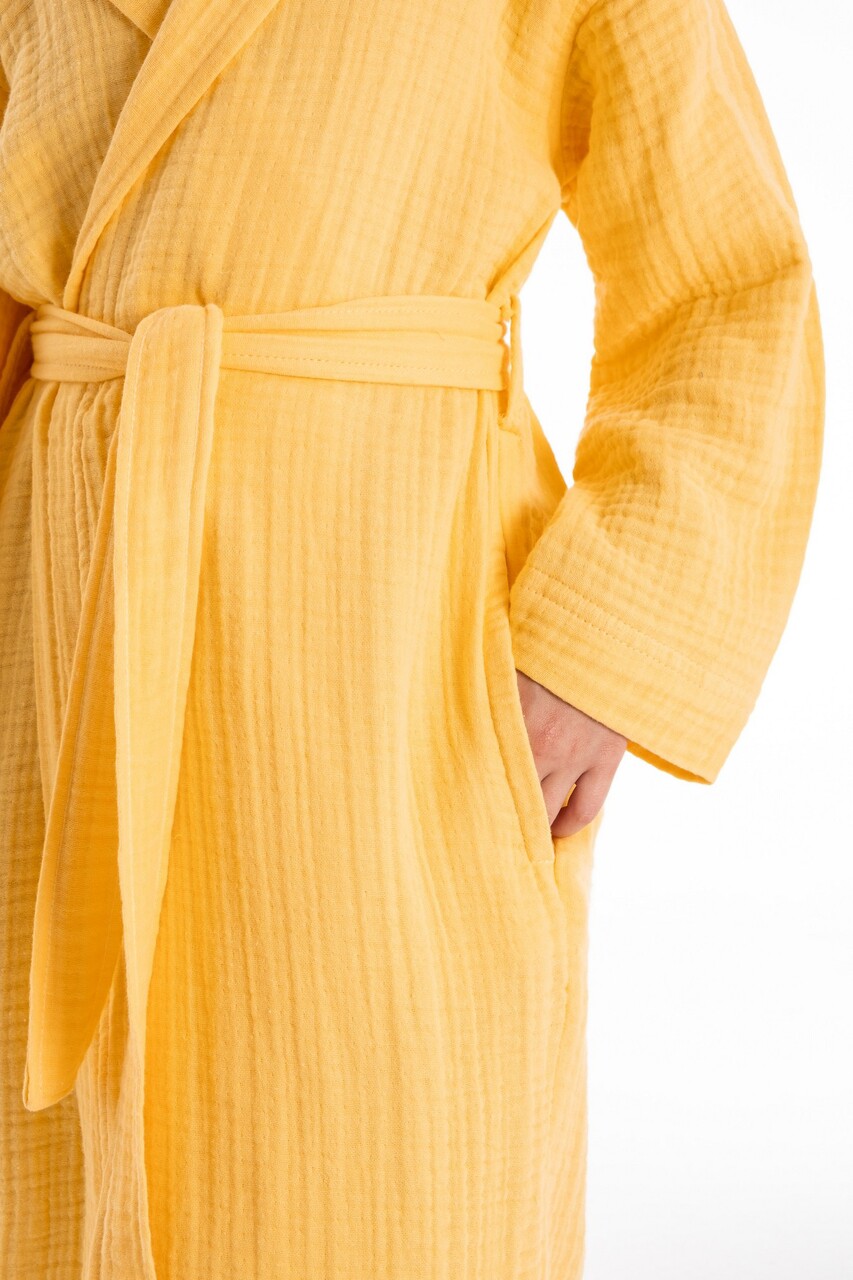 Halat de baie pentru copii, DC Home, Muslin, Bumbac , Galben