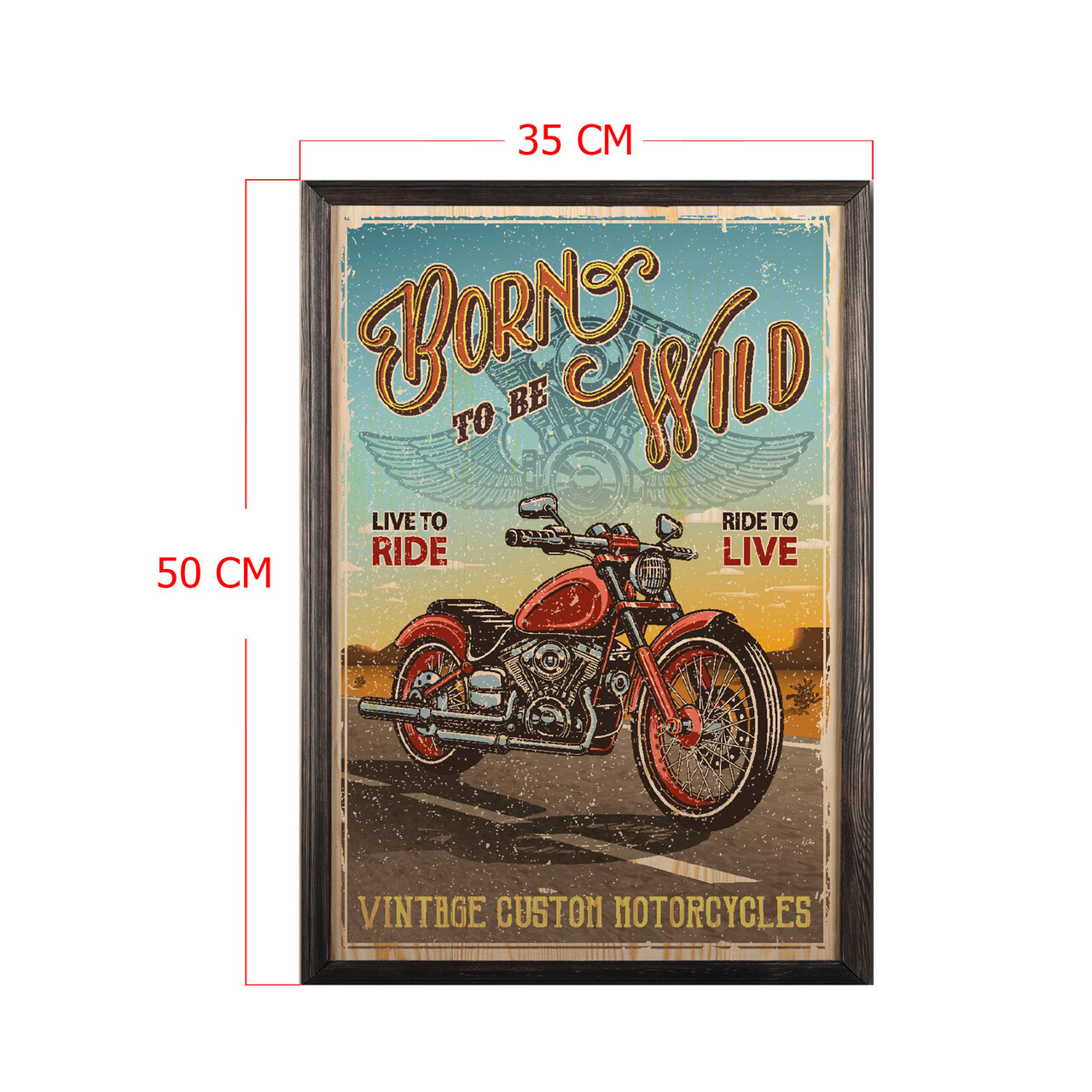 Tablou decorativ, Born To Be Wild, Lemn, Lemn, Multicolor