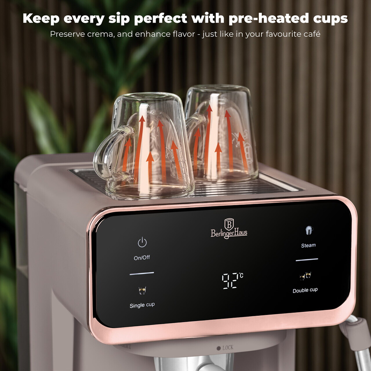 Espressor digital 3 in 1 Berlinger Haus, Taupe, 950W, 21x25.9x28 cm, inox, taupe mat - view 4