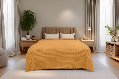 Cuvertura matlasata dubla, Waffle - Caramel, ICF Bedroom, Bumbac