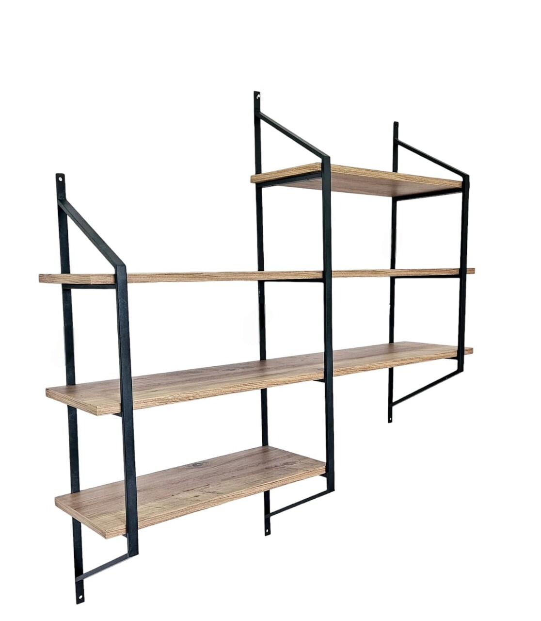 Raft de perete, Valovi, Raffy5, 180x120x28 cm, PAL, Negru / Pin Atlantic - 1 | YEO