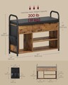 Bancheta cu pantofar si spatiu de depozitare, Vasagle, 80.6x30x62.5 cm, max 91 kg, otel/piele ecologica, maro/negru