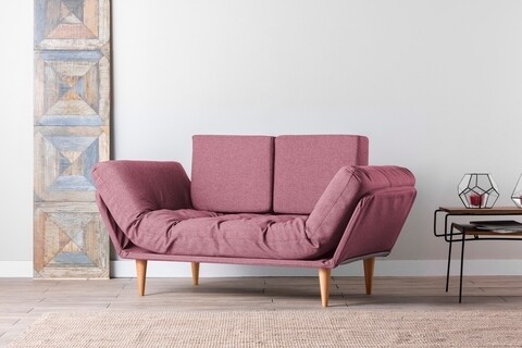 Canapea extensibila nina daybed, futon, 3 locuri, 200x70 cm, metal, rosu grizzled