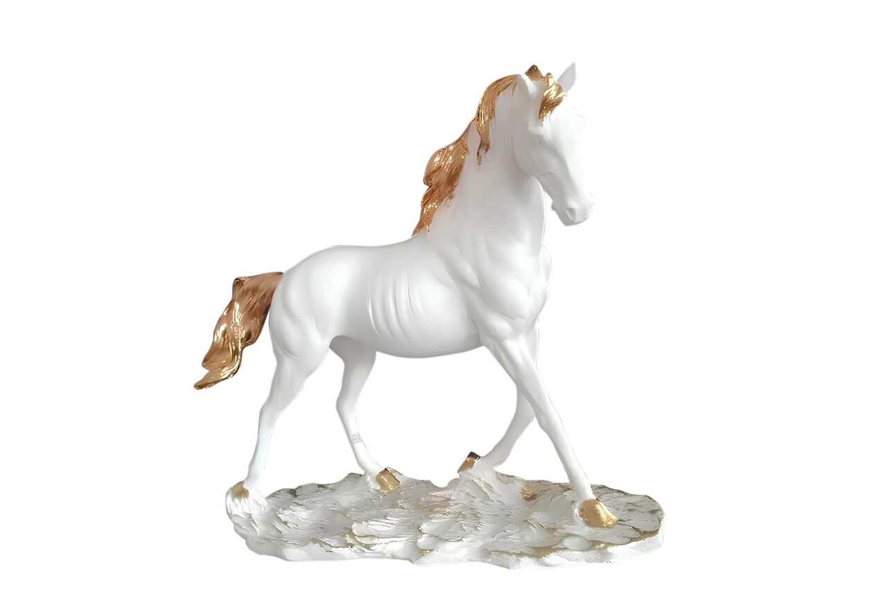 Decoratiune, CY0378, 30x12x43 cm, Poliester, Alb/Auriu