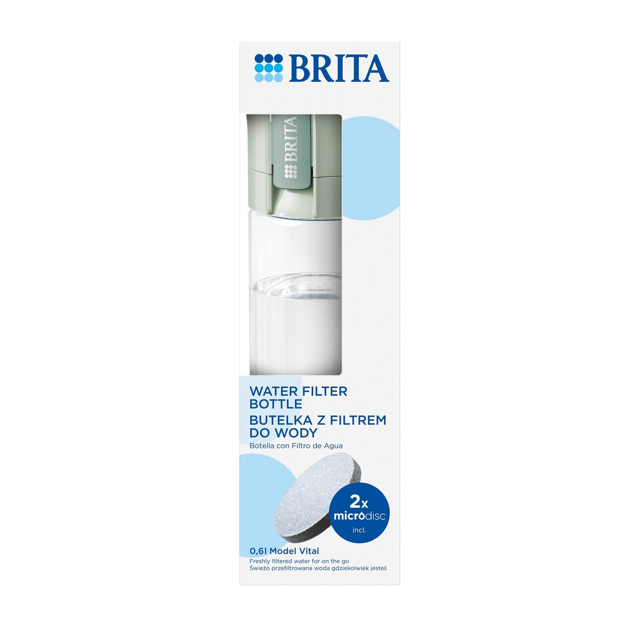 Sticla filtranta BRITA Vital 600 ml (Lightgreen) + 2 filtre MicroDisc - imagine 8