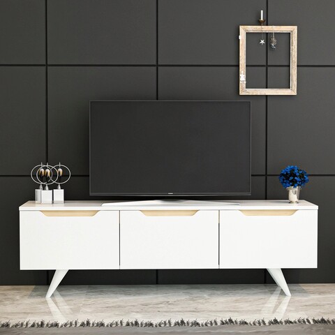 Comoda TV, Inarch, Prag, 150x44x35 cm, Stejar alb Inarch