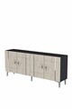 Consola, Hanah Home, Ilay 180, 180x75x32 cm, Antracit / Travertin / Argint
