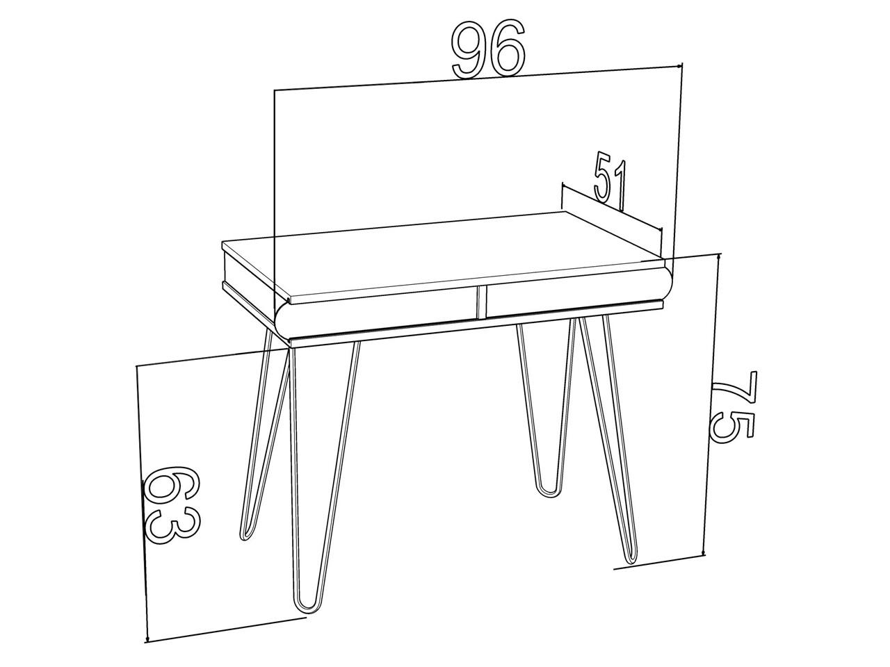 Birou Mingitav Illia No.1, 96 X 51 X 75 Cm, PAL/metal, Walnut/negru