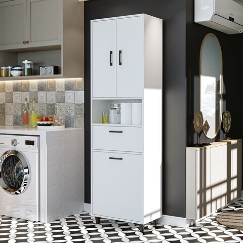 Dulap multifunctional, Hanah Home, 2525, 60x200x35 cm, PAL MELAMINAT, Alb