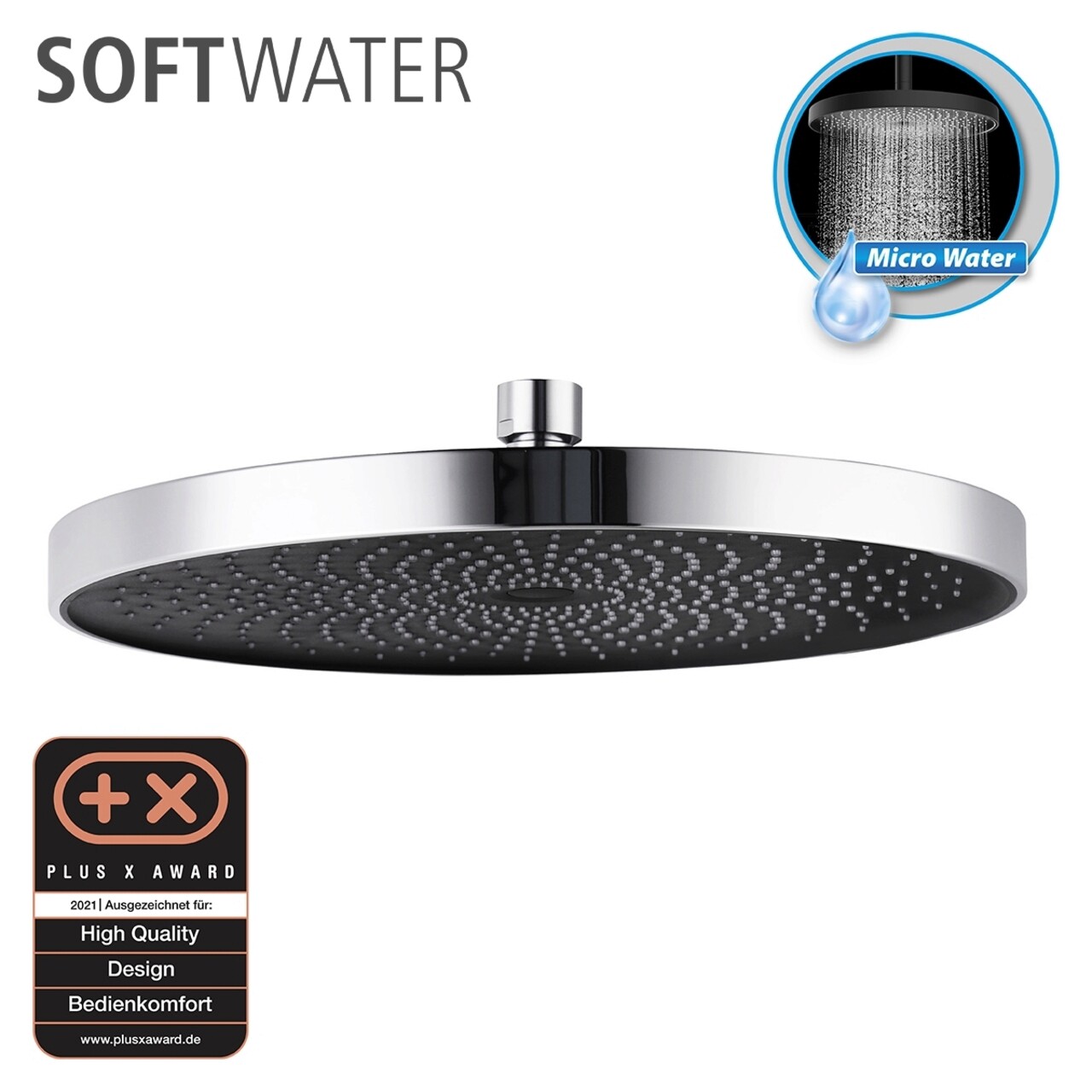 Cap de dus superior, Wenko, Soft Shower, Ø 26 cm, plastic, gri/negru - view 4