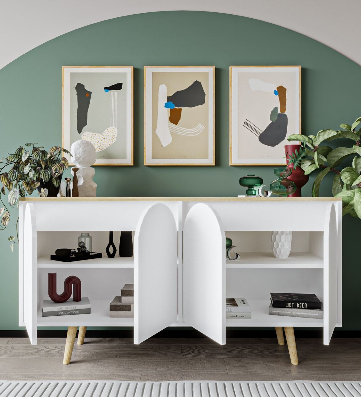 Consola, Hanah Home, Venezia 150, 150x80x45 cm, PAL, Stejar Safir / Alb - view 3