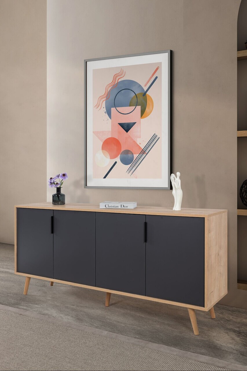Consola, Hanah Home, Sırma 4816, 180x82x44 cm, PAL, Stejar safir / Antracit — imaginea 3