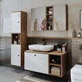 Set Dulap de Baie cu Chiuvetă și Oglindă (3 Piese), Hanah Home, 2521, MDF, Pin Atlantic / Alb