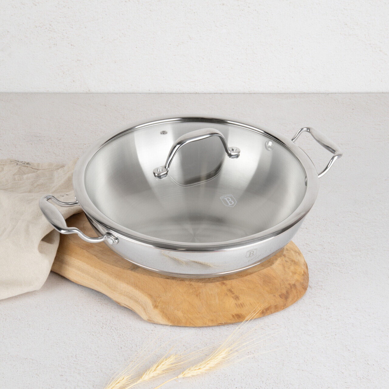 Tigaie Wok cu capac Berlinger Haus, Copper Touch, 28 cm, inox, argintiu - imagine 2