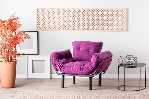 Fotoliu Extensibil Nitta Single, Futon,135×70 Cm,metal, Mov