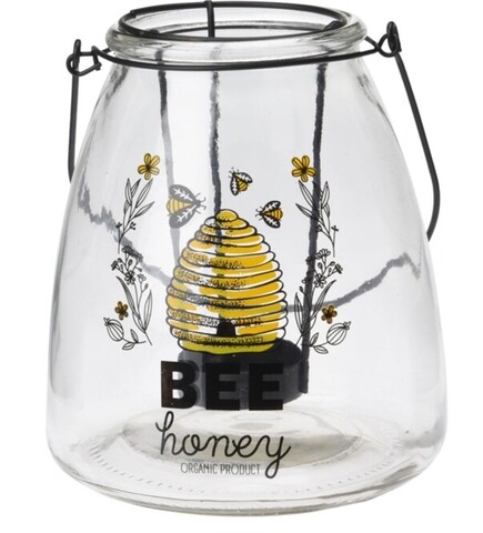 Poza Suport pentru lumanare Bee Honey, 13x13x15.6 cm, sticla