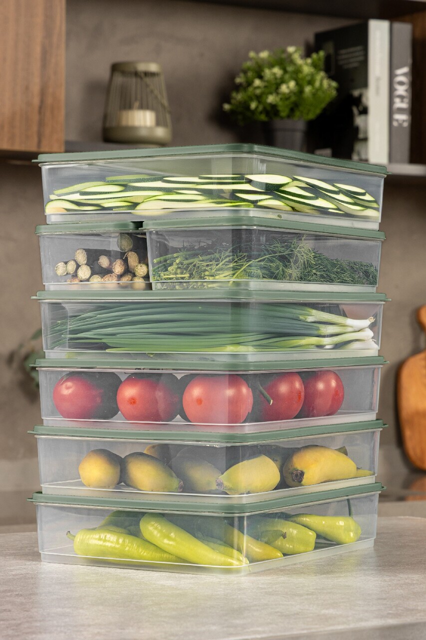 Set recipiente depozitare, Hermia, 964FRM5760, Dimensiune: 23 x 29,5 x 6,5 cm / 3500 ml (5 bucăți), Verde - imagine 3