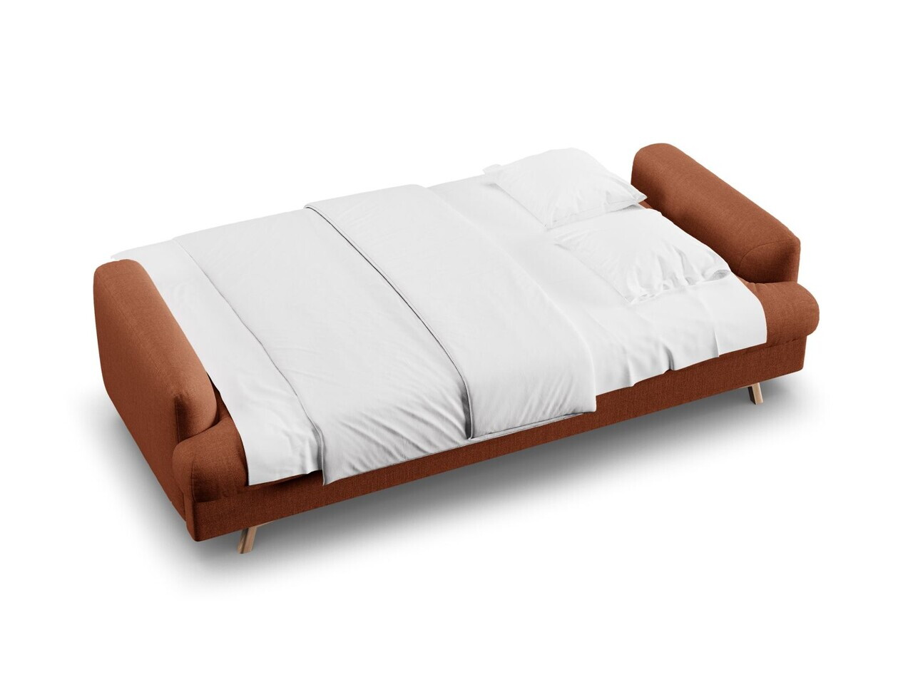 Canapea extensibila 3 locuri, Naomi, Micadoni Home, 233x110x95 cm, tesatura structurata, caramiziu — imaginea 2