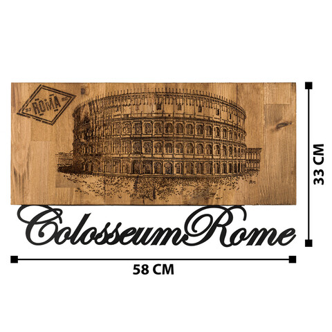 Decoratiune de perete, Colosseum, Metal, 90 x 42 cm, Nuc negru