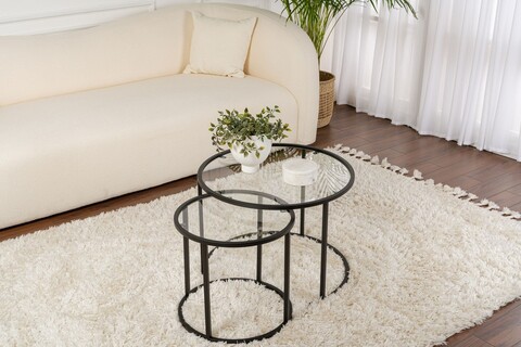 Set masuta de cafea, Nordure, Aurum, Negru/Transparent