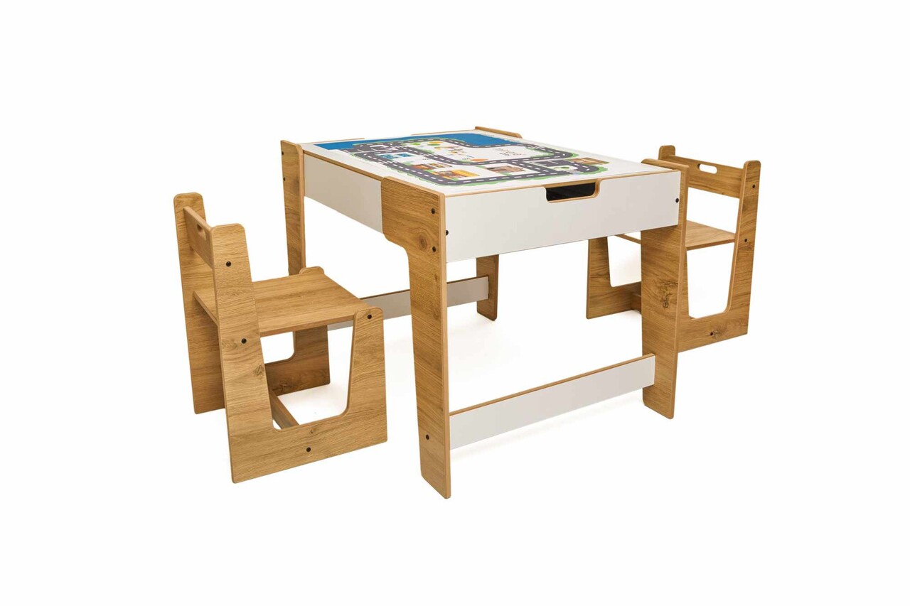 Set masa si scaun pentru copii, Hanah Home, Phoenix 2 Ch, Alb / Natural - view 7