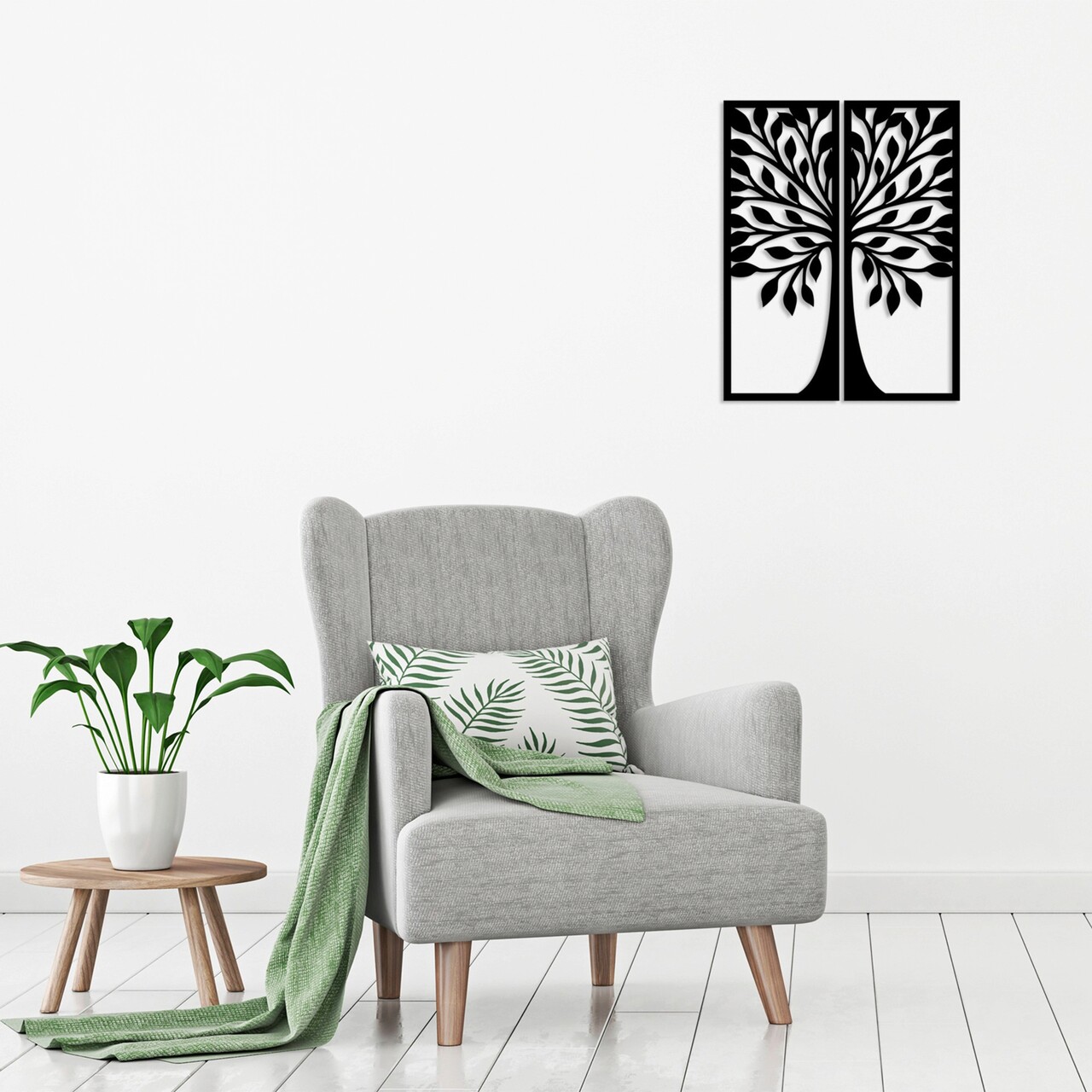 Decoratiune de perete, Ağaç 9, Lemn, Dimensiune: 51 x 65 cm, Negru