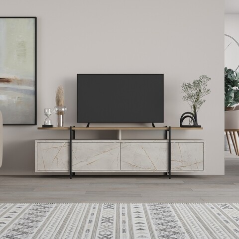 Comoda TV, Decortie, Hanley Lagina, 160 x 48 x 35.6 cm, pal melaminat, multicolor
