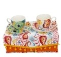 Set 2 cesti cu farfurie pentru cafea, Samba II Brandani, 50 ml, portelan