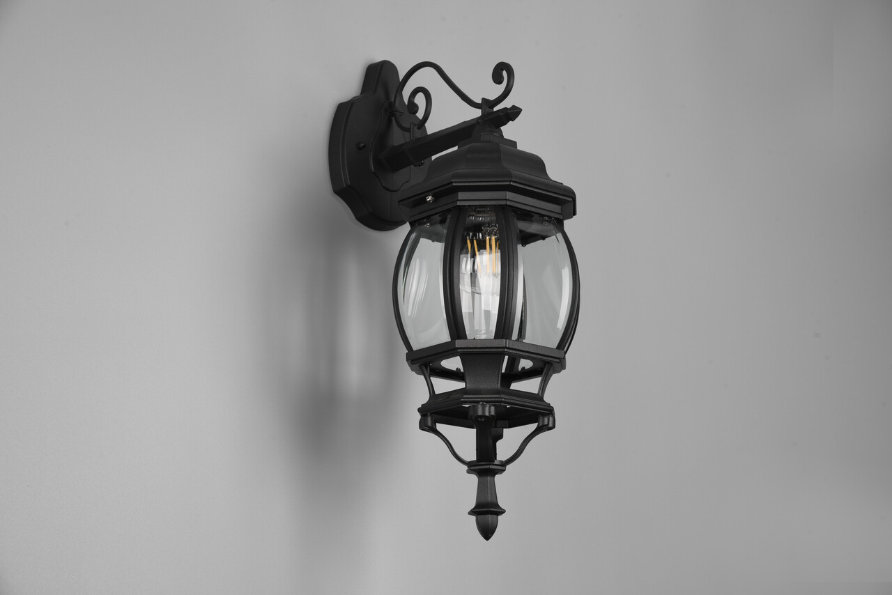 Lampa de exterior Elvo, TRIO, 24.5x15.5x49.5 cm, 60W, 1x E27, aluminiu, negru mat
