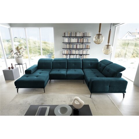 Coltar dreapta 6 locuri ELTAP, RT-40NU, Neviro, 350x201x77 cm, lemn/poliester, albastru inchis