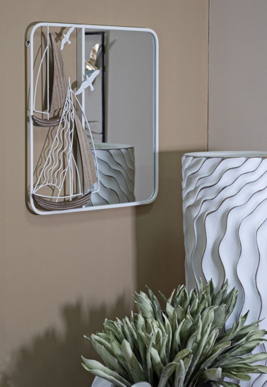 Oglinda de perete Adriatic, Mauro Ferretti, 60x60 cm, MDF/fier, alb'maro - 2 | YEO
