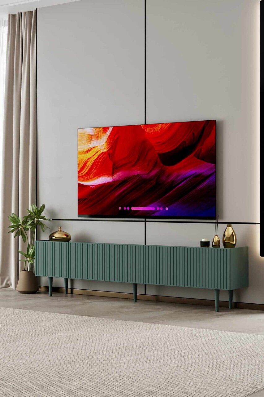 Comoda TV, Hanah Home, Capella 200, 200x50x29 cm, MDF, Verde - view 2