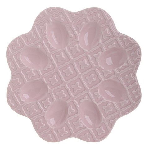 Platou decorativ pentru oua, InArt, ceramica, Ø27 cm, roz