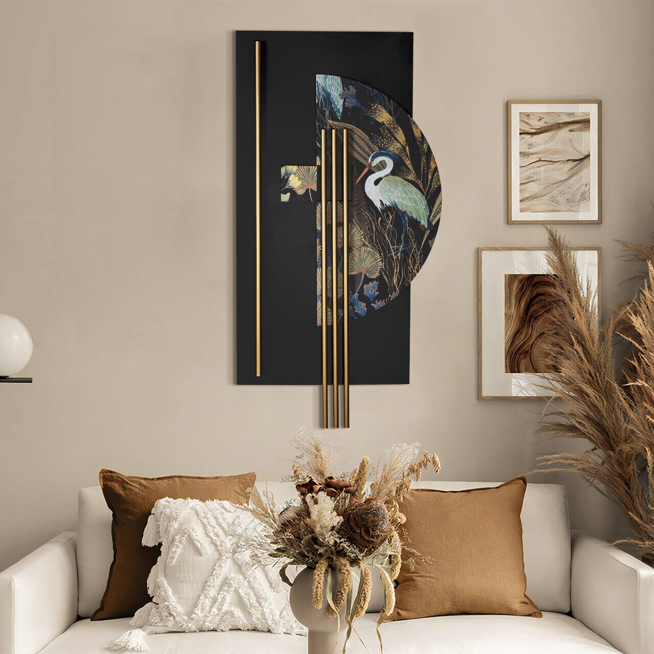 Decoratiune de perete, Grus, Dimensiuni: 55 x 106 cm, Multicolor — imaginea 2