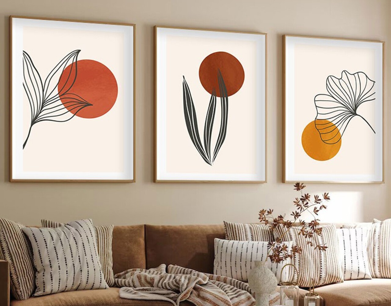 Set 3 tablouri decorative Huhu215 Cadru: 100% LEMN MASIV (Grosime: 25 cm) Multicolor